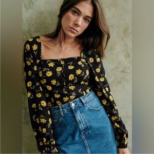 NWT SEZANE Annelise Blouse in Yellow Flowers Size6 (38)